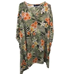 D &co beach tropical floral print beach cover up kimono dress